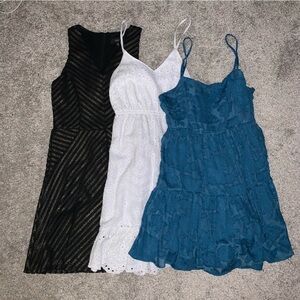 Set of Three Size XS/S Dresses - Teal, White, and Black/Gold